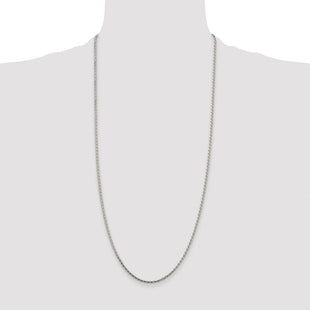 Sterling Silver Rhodium-plated Diamond-cut Round Spiga Chain (Style QSR060R-30)