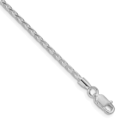 Sterling Silver Rhodium-plated Diamond-cut Round Spiga Chain, 16 x 2.15mm