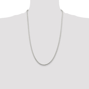 Sterling Silver Diamond-cut Round Spiga Chain (Style QSR080-26)