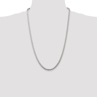Sterling Silver Diamond-cut Round Spiga Chain (Style QSR100-26)