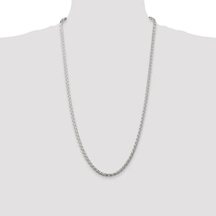 Sterling Silver Diamond-cut Round Spiga Chain (Style QSR100-28)