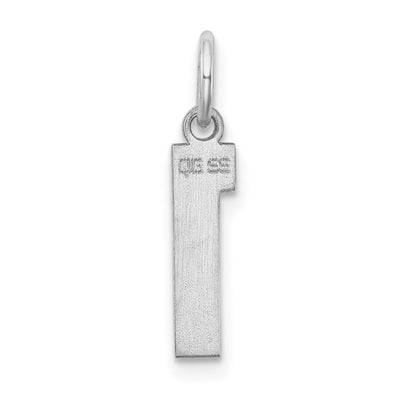 Sterling Silver/Rhodium-plated Polished Number 1 Charm, 20 x 4mm
