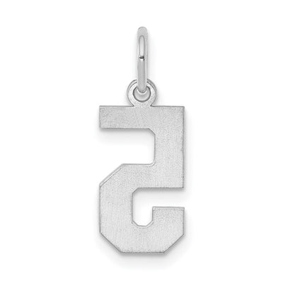 Sterling Silver/Rhodium-plated Polished Number 5 Charm, 20 x 4mm