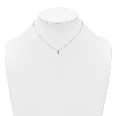 Sterling Silver Polished White CZ Childrens Necklace and Post Earrings Set