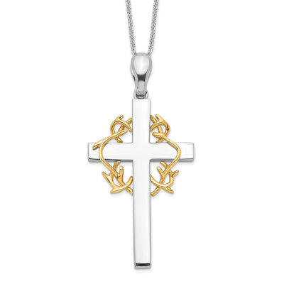 Sentimental Expressions Sterling Silver Gold-plated No Greater Love Cross 18in Necklace