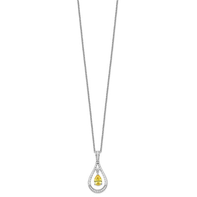 Sentimental Expressions Sterling Silver Rhodium-plated Nov. CZ Stone Never Forget Tear Birthstone Necklace