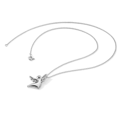 Sentimental Expressions Sterling Silver Rhodium-plated CZ Antiqued Angel Of Joy 18in. Necklace
