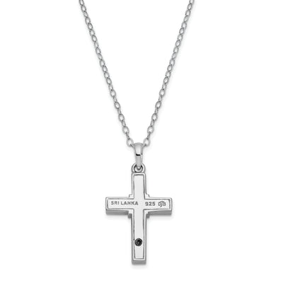 Sentimental Expressions Sterling Silver Rhodium-plated CZ Gold-tone Accent Cross Ash Holder Necklace