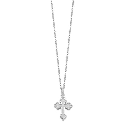 Sentimental Expressions Sterling Silver Rhodium-plated Matted Cross Ash Holder Necklace