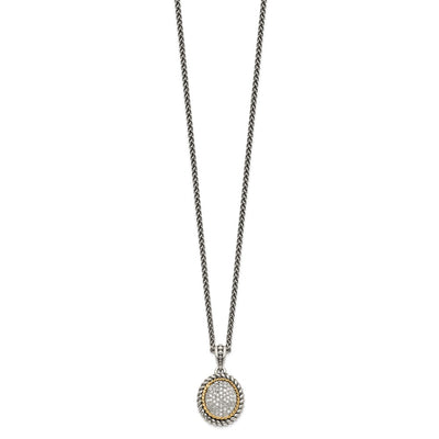 Shey Couture Sterling Silver with 14K Accent Antiqued Diamond Necklace, 18 x 15mm