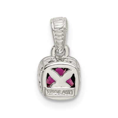 Shey Couture Sterling Silver Rhodium-plated with 14K Accent Polished Cushion-cut Rhodolite Garnet Pendant