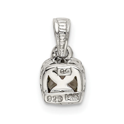 Shey Couture Sterling Silver Rhodium-plated with 14K Accent Polished Cushion-cut Aquamarine Pendant