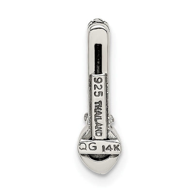 Shey Couture Sterling Silver Antiqued with 14K Accent Polished White Topaz Chain Slide Pendant