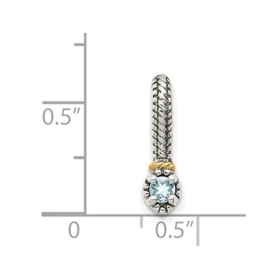 Shey Couture Sterling Silver Antiqued with 14K Accent Polished Aquamarine Chain Slide Pendant
