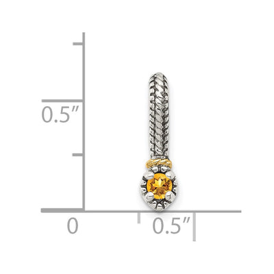 Shey Couture Sterling Silver Antiqued with 14K Accent Polished Citrine Chain Slide Pendant