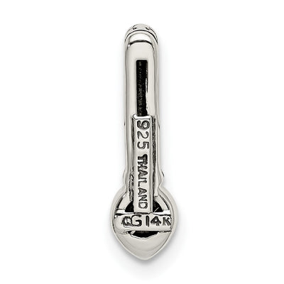 Shey Couture Sterling Silver Antiqued with 14K Accent Polished Created Emerald Chain Slide Pendant