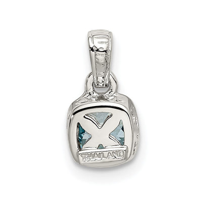 Shey Couture Sterling Silver Rhod-plated with 14K Accent Polished Cushion-cut Light Swiss Blue Topaz Pendant