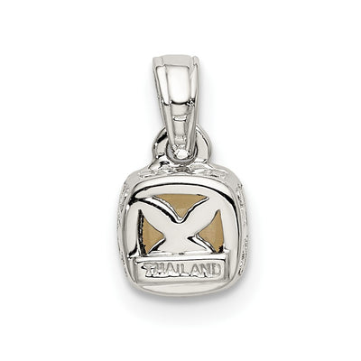 Shey Couture Sterling Silver Rhodium-plated with 14K Accent Polished Cushion-cut Milky Opal Pendant