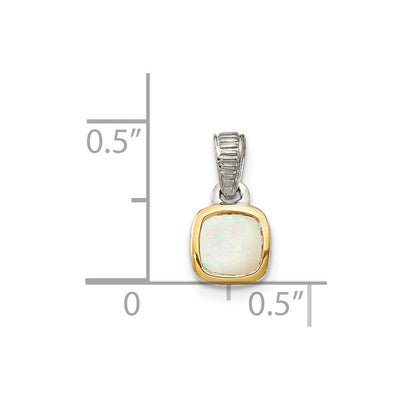 Shey Couture Sterling Silver Rhodium-plated with 14K Accent Polished Cushion-cut Milky Opal Pendant