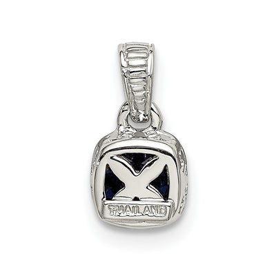 Shey Couture Sterling Silver Rhodium-plated with 14K Accent Polished Cushion-cut Created Sapphire Pendant