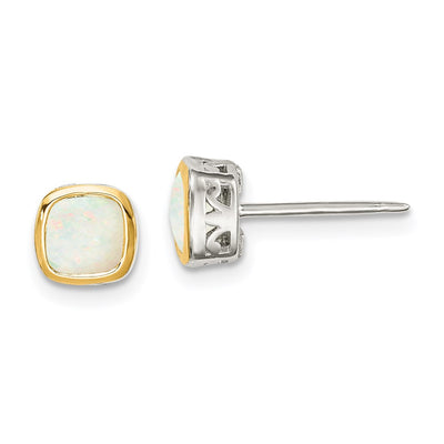 Shey Couture Sterling Silver Rhodium-plated with 14K Accent Milky Opal Square Stud Earrings