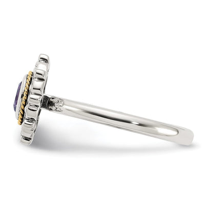 Shey Couture Sterling Silver with 14K Accent Antiqued Amethyst Ring