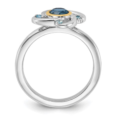 Shey Couture Sterling Silver Rhodium-plated with 14K Accent .69 London Blue Topaz / .08 Swiss Blue Topaz Ring