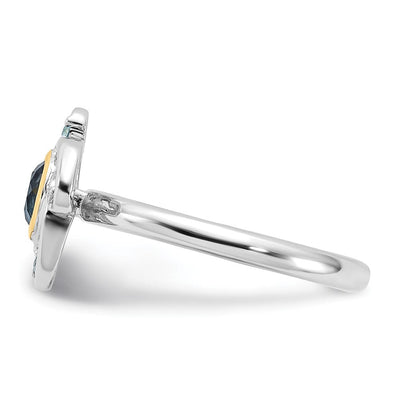 Shey Couture Sterling Silver Rhodium-plated with 14K Accent .69 London Blue Topaz / .08 Swiss Blue Topaz Ring
