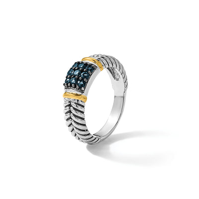 Shey Couture Sterling Silver with 14K Accent Black Rhodium Antiqued Sapphire Ring