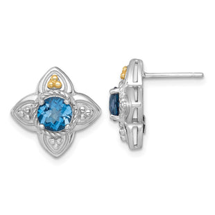 14k/Silver Two-Tone Earrings Style QTC1852 - Classique Jewelry Inc.