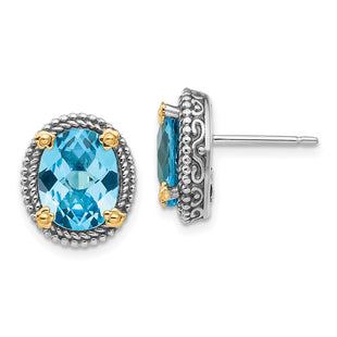 14k/Silver Two-Tone Earrings Style QTC226 - Classique Jewelry Inc.