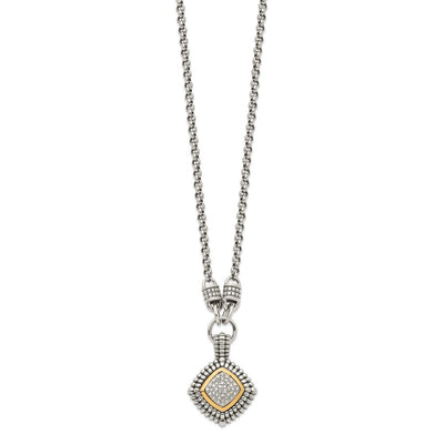 Shey Couture Sterling Silver with 14K Accent Antiqued Diamond Necklace, 17 x 23mm