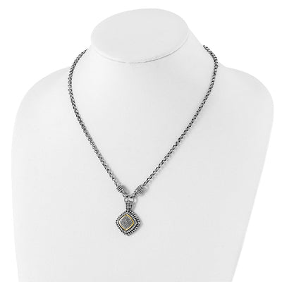 Shey Couture Sterling Silver with 14K Accent Antiqued Diamond Necklace, 17 x 23mm