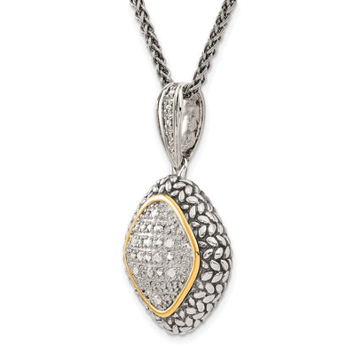 Shey Couture Sterling Silver with 14K Accent Antiqued Diamond Necklace, 18 x 23mm