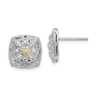 14k/Silver Two-Tone Earrings Style QTC650 - Classique Jewelry Inc.