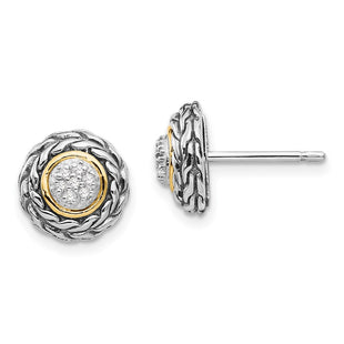 14k/Silver Two-Tone Earrings Style QTC654 - Classique Jewelry Inc.