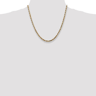 14K Diamond-cut Quadruple Rope Lobster Clasp Chain (Style QTR030-20)