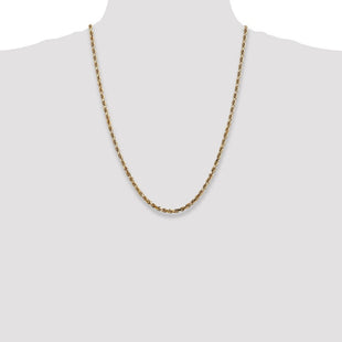 14K Diamond-cut Quadruple Rope Lobster Clasp Chain (Style QTR030-24)