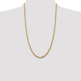 14K Diamond-cut Quadruple Rope Lobster Clasp Chain (Style QTR030-26)
