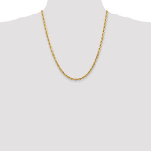 14K Diamond-cut Quadruple Rope Lobster Clasp Chain (Style QTR035-22)