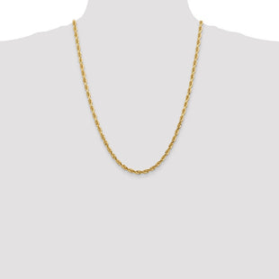 14K Diamond-cut Quadruple Rope Lobster Clasp Chain (Style QTR035-24)
