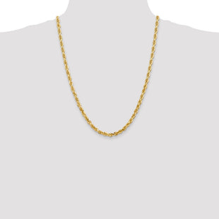 14K Diamond-cut Quadruple Rope Lobster Clasp Chain (Style QTR040-24)