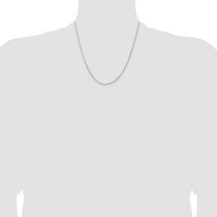 Sterling Silver Rhodium-plated Diamond-cut Round Box Chain (Style QVX022R-20)