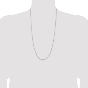 Sterling Silver Rhodium-plated Diamond-cut Round Box Chain (Style QVX022R-26)