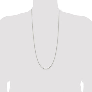 Sterling Silver Rhodium-plated Diamond-cut Round Box Chain (Style QVX026R-30)