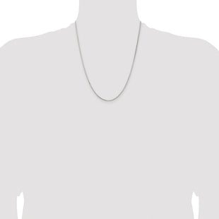 Sterling Silver Rhodium-plated Diamond-cut Round Box Chain (Style QVX028R-22)