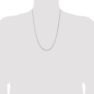 Sterling Silver Rhodium-plated Diamond-cut Round Box Chain (Style QVX028R-24)