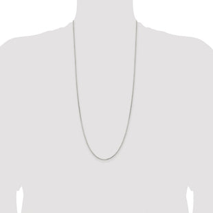 Sterling Silver Rhodium-plated Diamond-cut Round Box Chain (Style QVX028R-30)