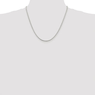 Sterling Silver Rhodium-plated Diamond-cut Round Box Chain (Style QVX040R-20)