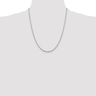 Sterling Silver Rhodium-plated Diamond-cut Round Box Chain (Style QVX040R-22)